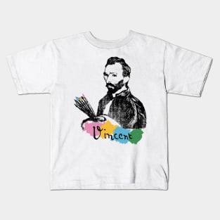 Vincent Van Gogh Black And White Portrait Kids T-Shirt